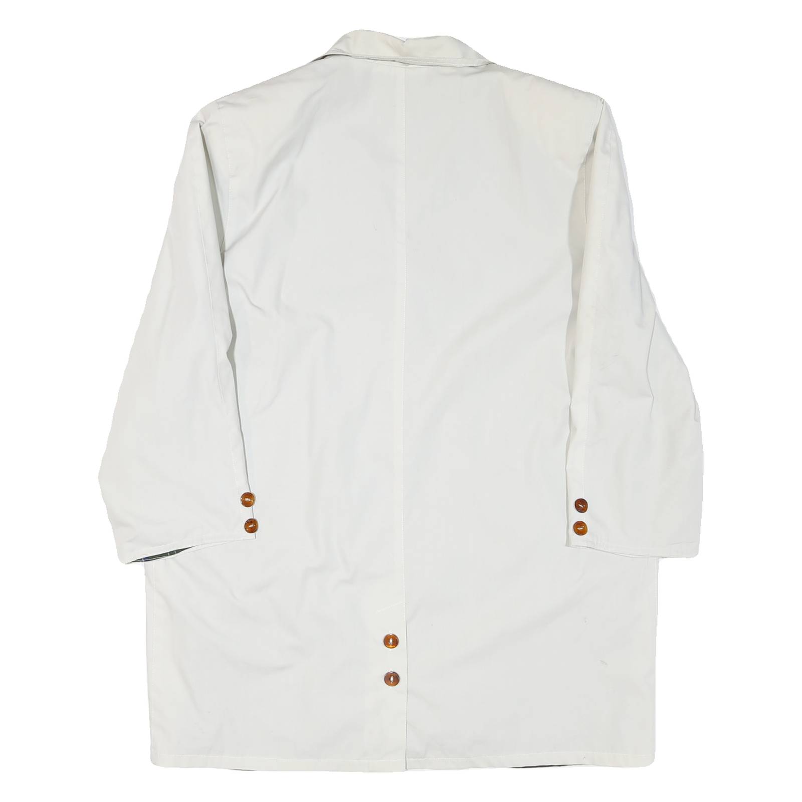 Womens White Button Jacket L Polyester Blend Plain Classic Stylish Outerwear
