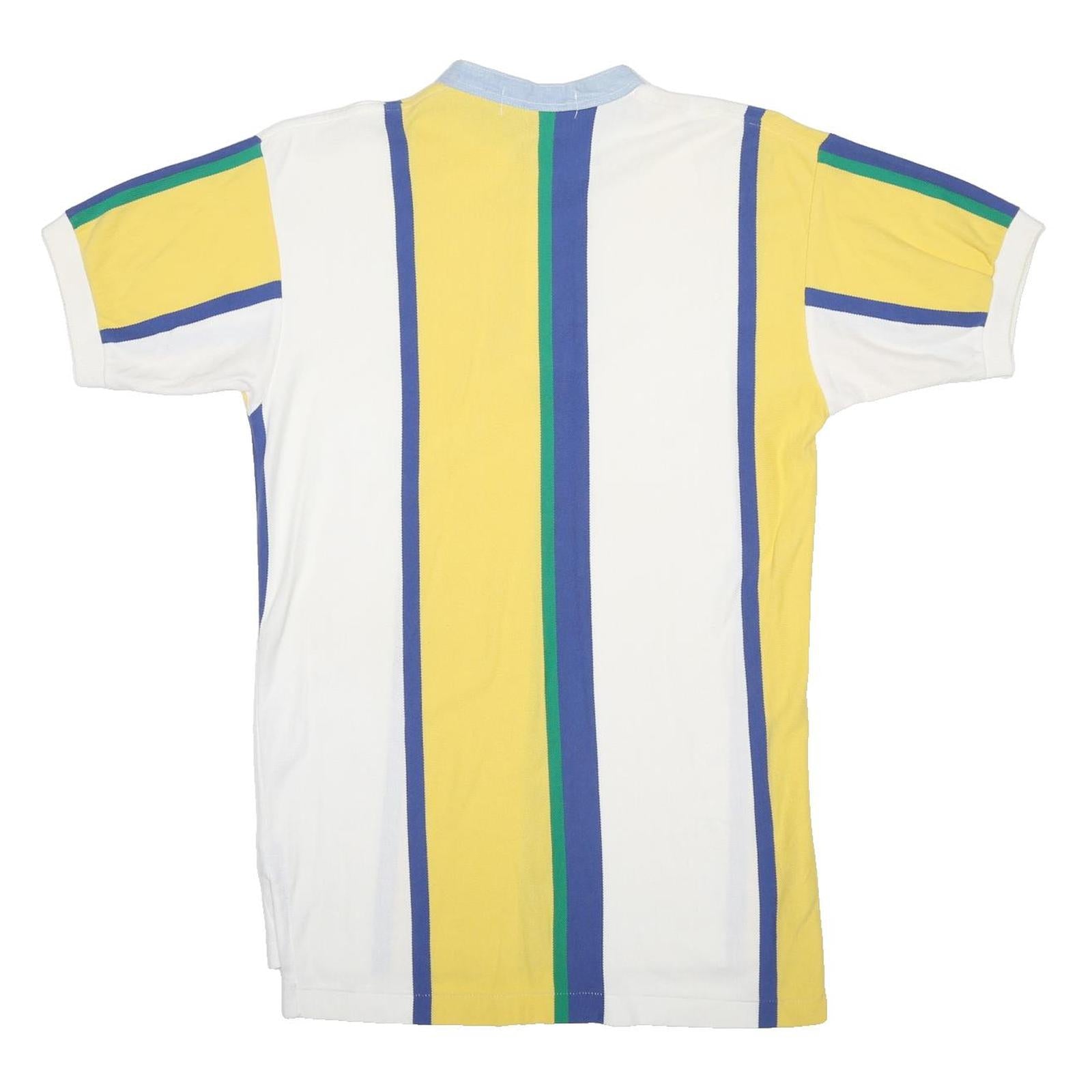 POLO RALPH LAUREN Mens Yellow & White Striped Short Sleeve Polo Shirt S Cotton