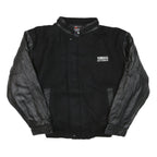 CANADA Mens Black & Black Wool Blend Bomber Jacket M Leather Sleeves Button