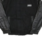 CANADA Mens Black & Black Wool Blend Bomber Jacket M Leather Sleeves Button