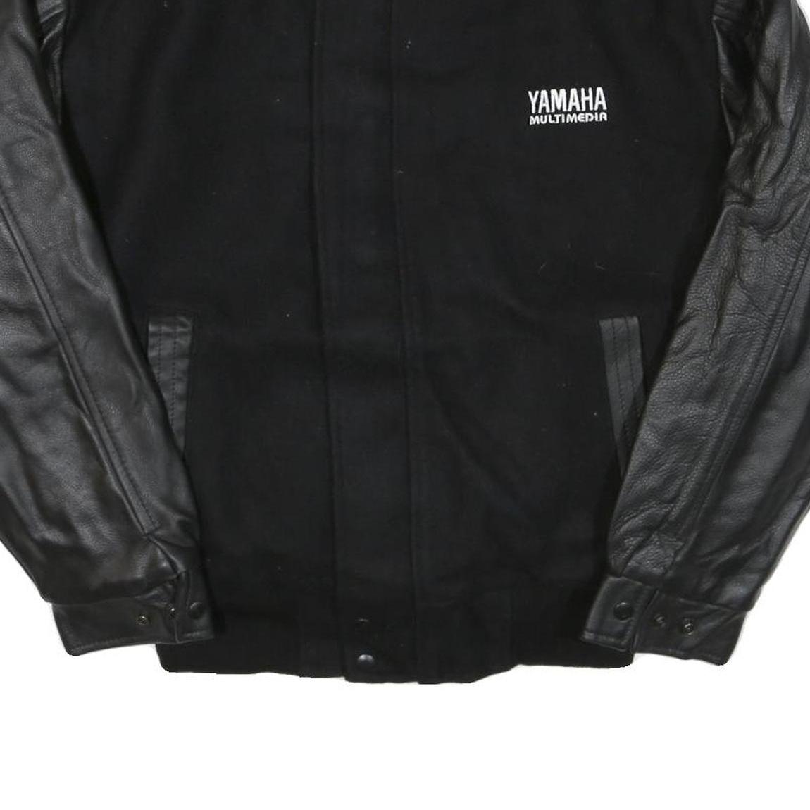 CANADA Mens Black & Black Wool Blend Bomber Jacket M Leather Sleeves Button