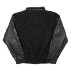 CANADA Mens Black & Black Wool Blend Bomber Jacket M Leather Sleeves Button