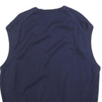 PALM BEACH Mens Navy Blue & Green Patterned Cotton Sleeveless V-Neck Jumper L