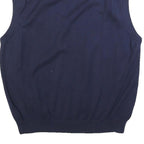 PALM BEACH Mens Navy Blue & Green Patterned Cotton Sleeveless V-Neck Jumper L