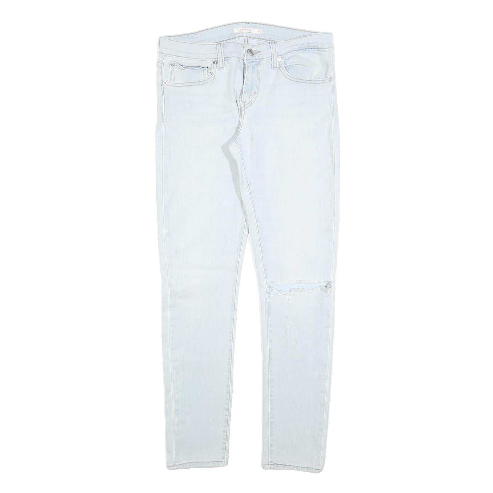 LEVI'S 601 Womens Slim Skinny Denim Light Blue W30 L32 Zip Cotton Blend Stretch
