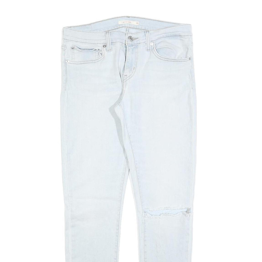LEVI'S 601 Womens Slim Skinny Denim Light Blue W30 L32 Zip Cotton Blend Stretch