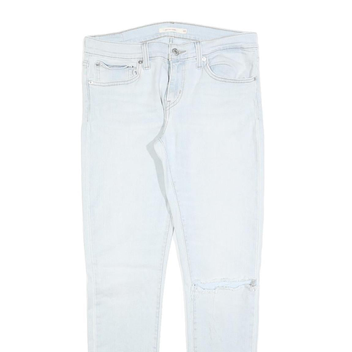 LEVI'S 601 Womens Slim Skinny Denim Light Blue W30 L32 Zip Cotton Blend Stretch