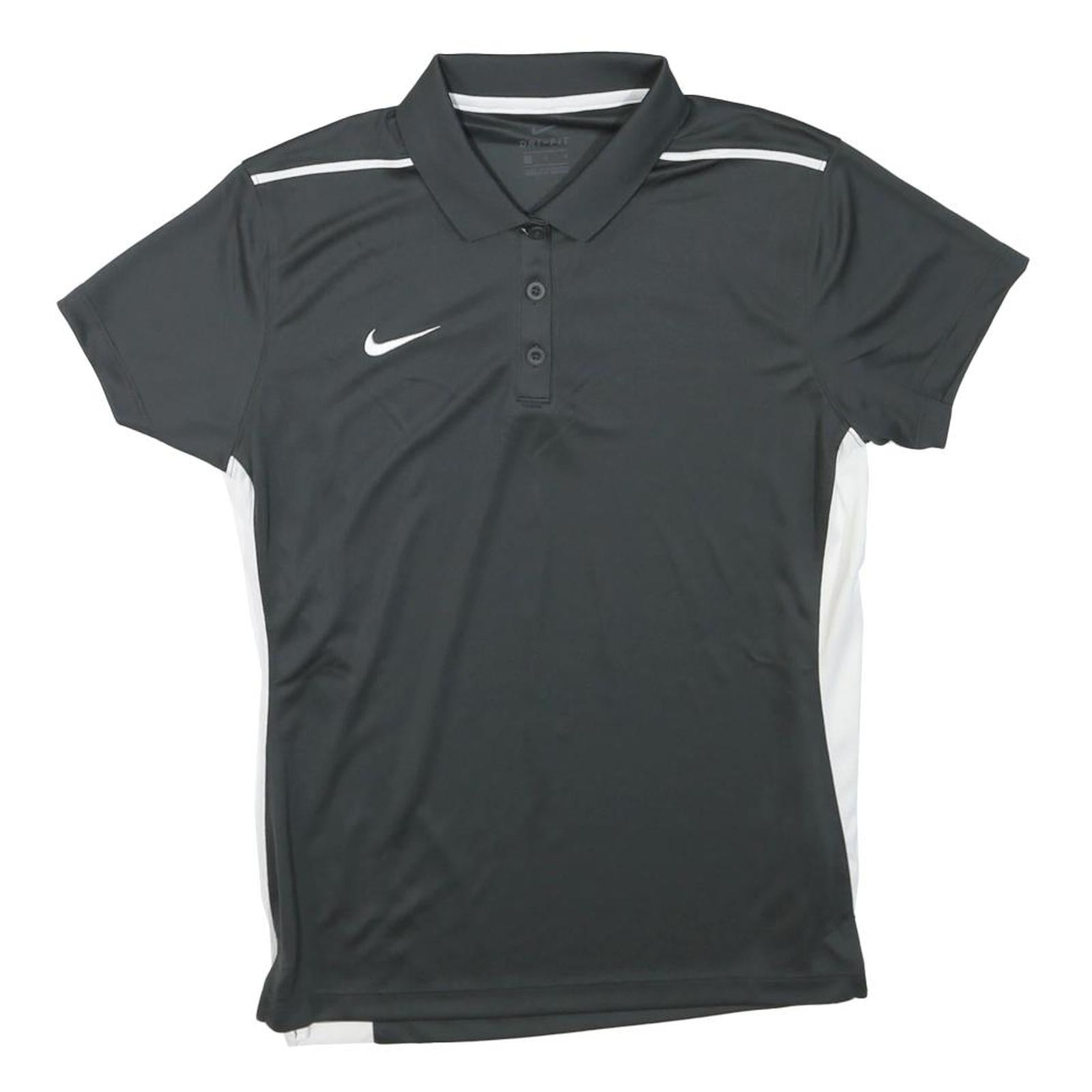NIKE Womens Black & White Short Sleeve Plain M Performance Golf Polo Shirt