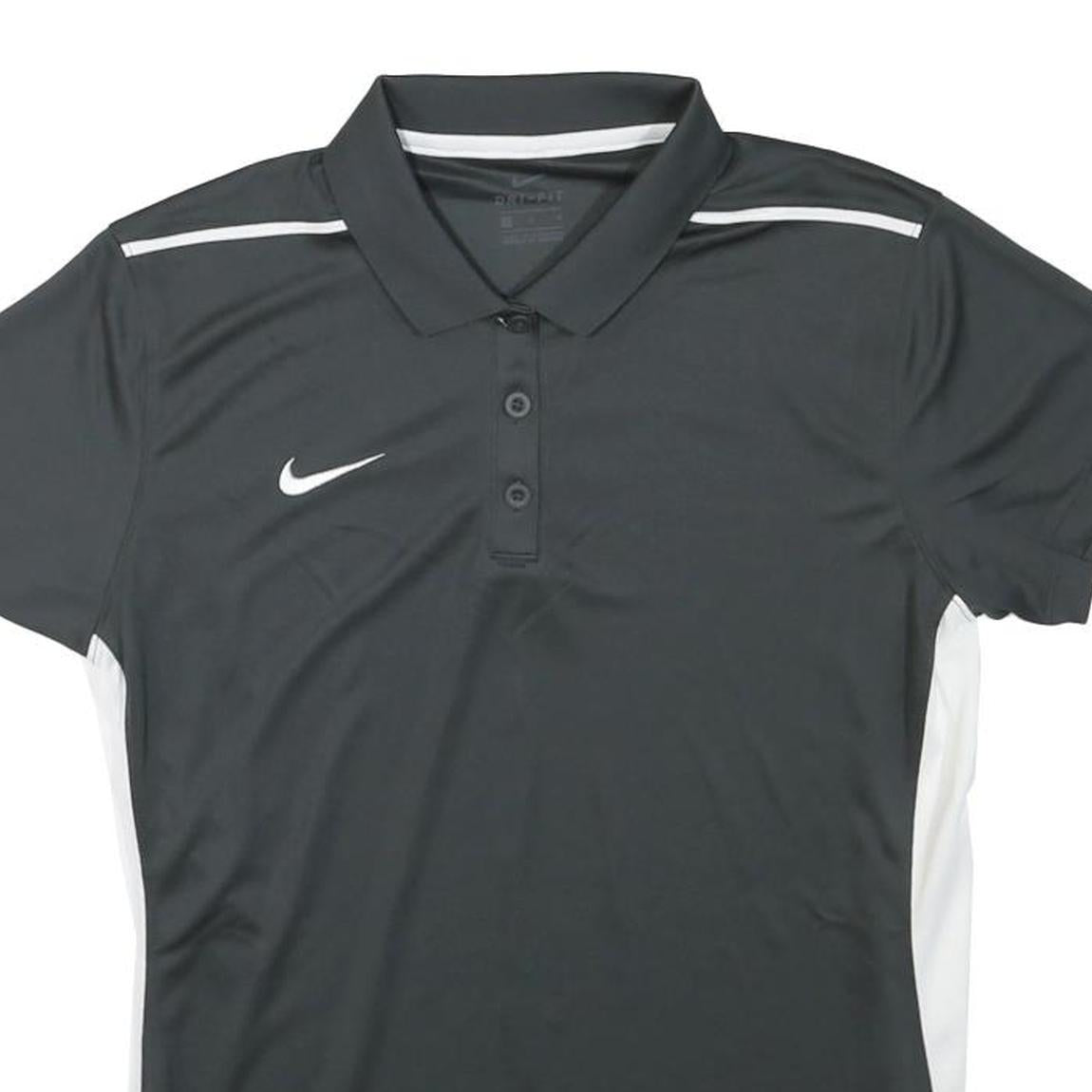 NIKE Womens Black & White Short Sleeve Plain M Performance Golf Polo Shirt
