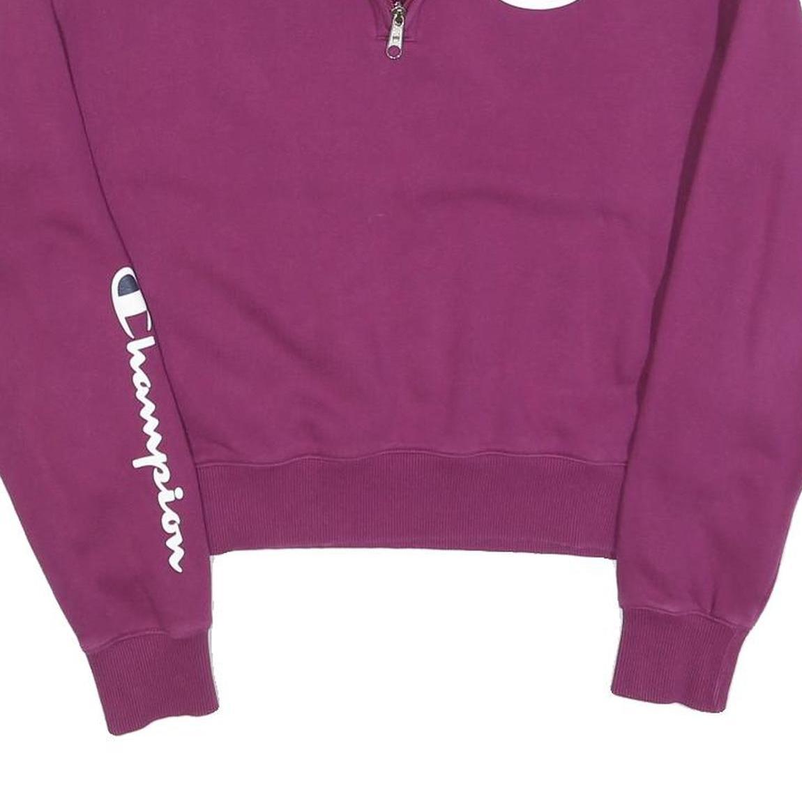 CHAMPION Womens Purple 1/4 Zip Sweatshirt S Champion Branding Cotton Blend