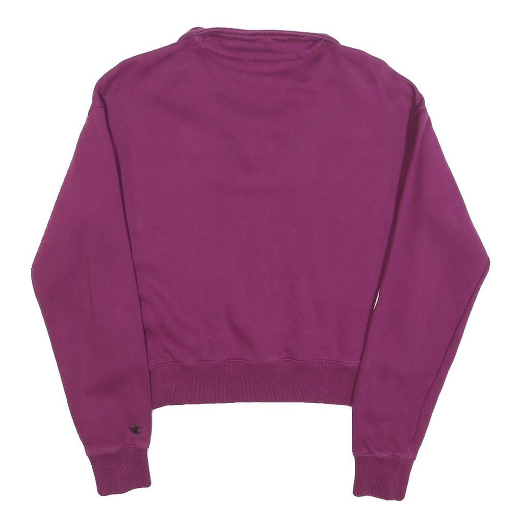 CHAMPION Womens Purple 1/4 Zip Sweatshirt S Champion Branding Cotton Blend