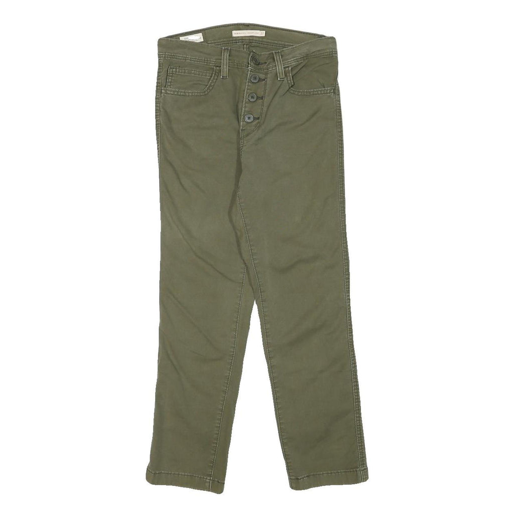 LEVI'S Womens Cotton Blend Green Regular Straight Trousers W27 L25 Button