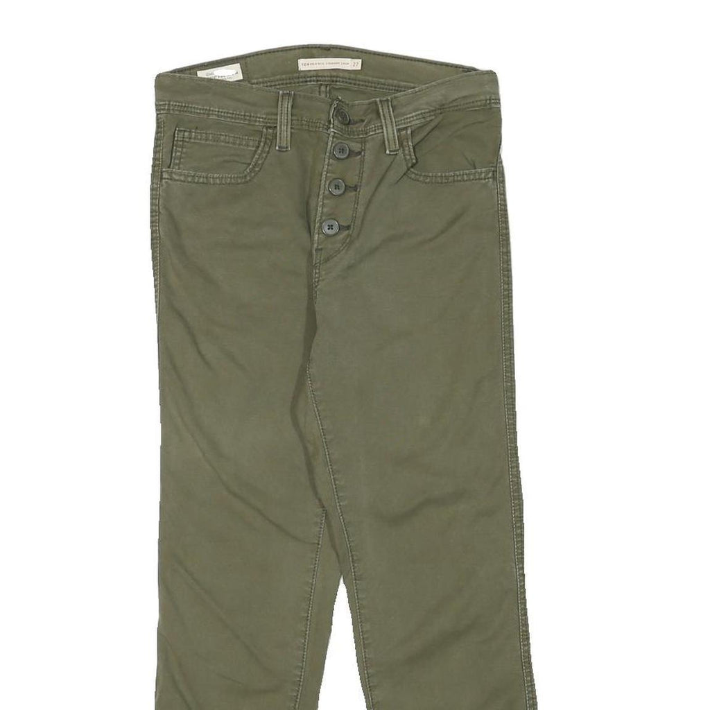 LEVI'S Womens Cotton Blend Green Regular Straight Trousers W27 L25 Button