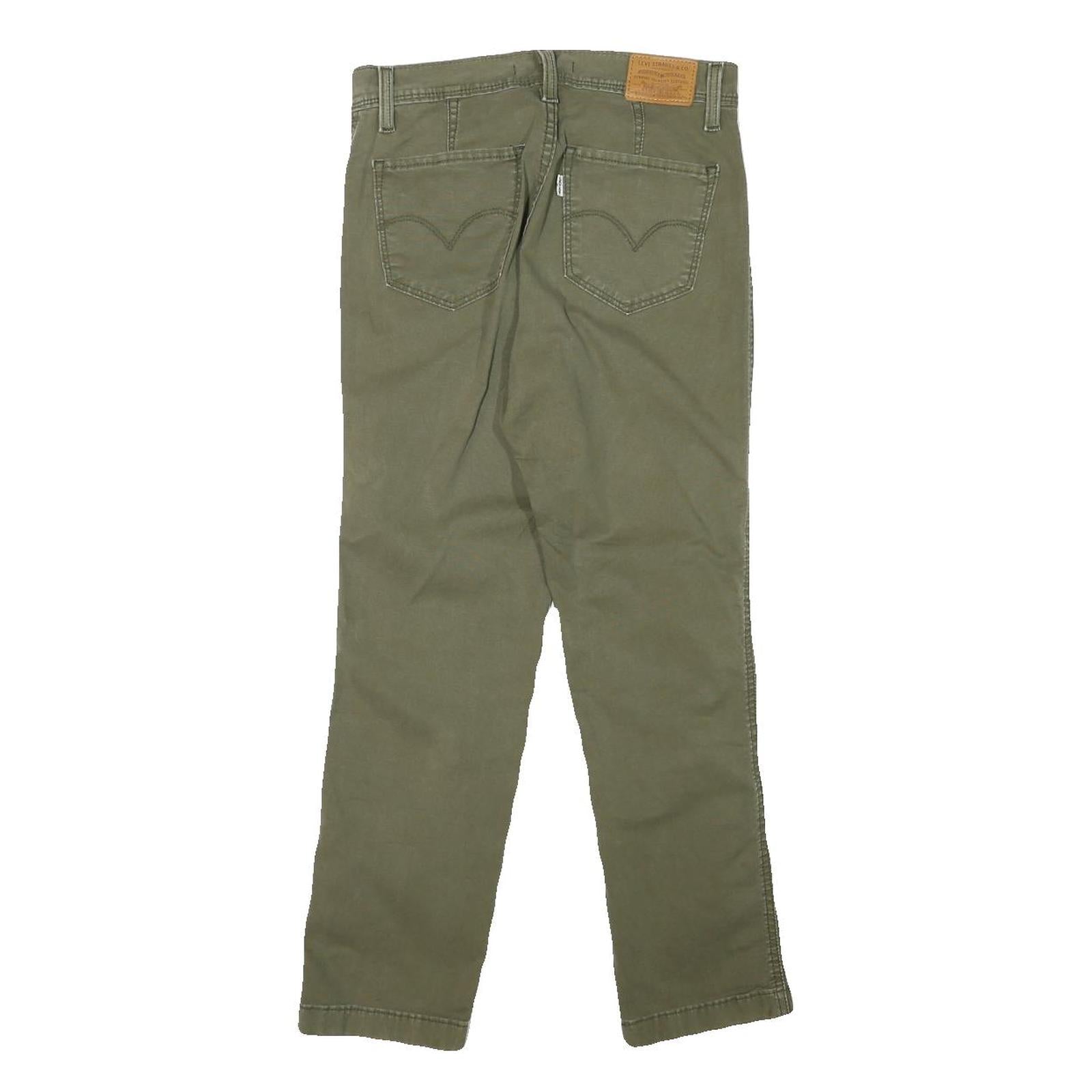 LEVI'S Womens Cotton Blend Green Regular Straight Trousers W27 L25 Button