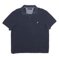 NAUTICA Mens Navy Blue Cotton Short Sleeve Plain Polo Shirt L Casual Classic