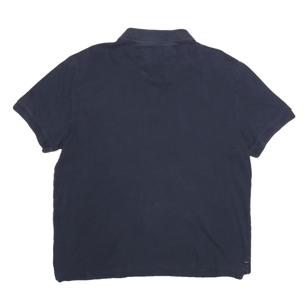 NAUTICA Mens Navy Blue Cotton Short Sleeve Plain Polo Shirt L Casual Classic