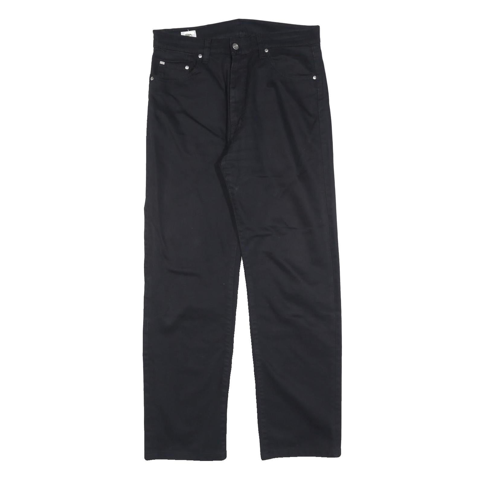 LACOSTE Mens Regular Black Cotton Blend Trousers W34 L30 Zip Classic Fit