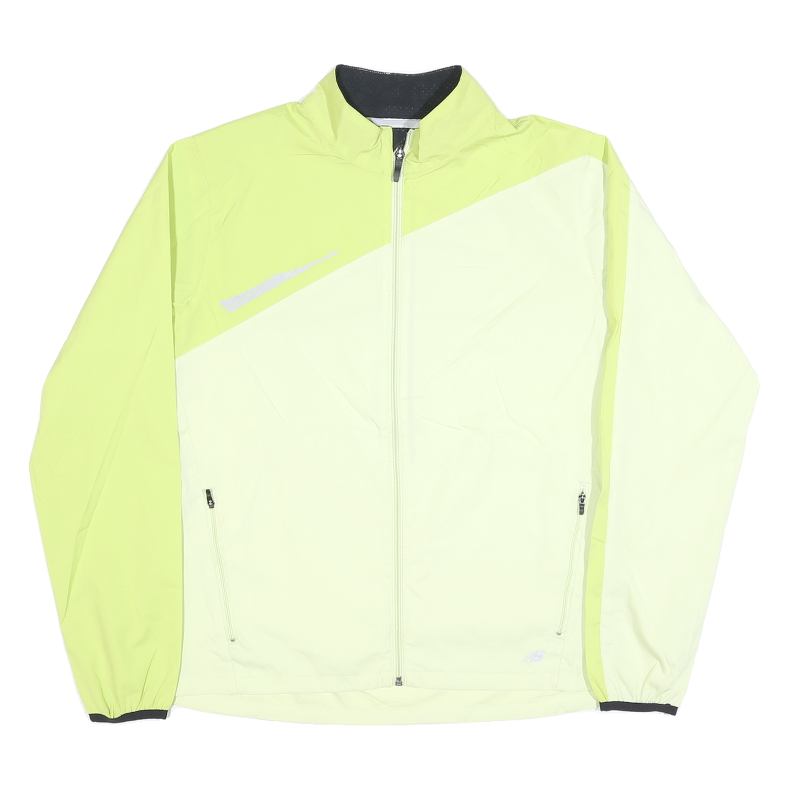 NEW BALANCE Womens Yellow & Cream Running Jacket XL Polyester Blend Zip