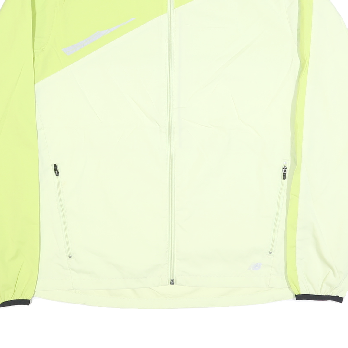 NEW BALANCE Womens Yellow & Cream Running Jacket XL Polyester Blend Zip