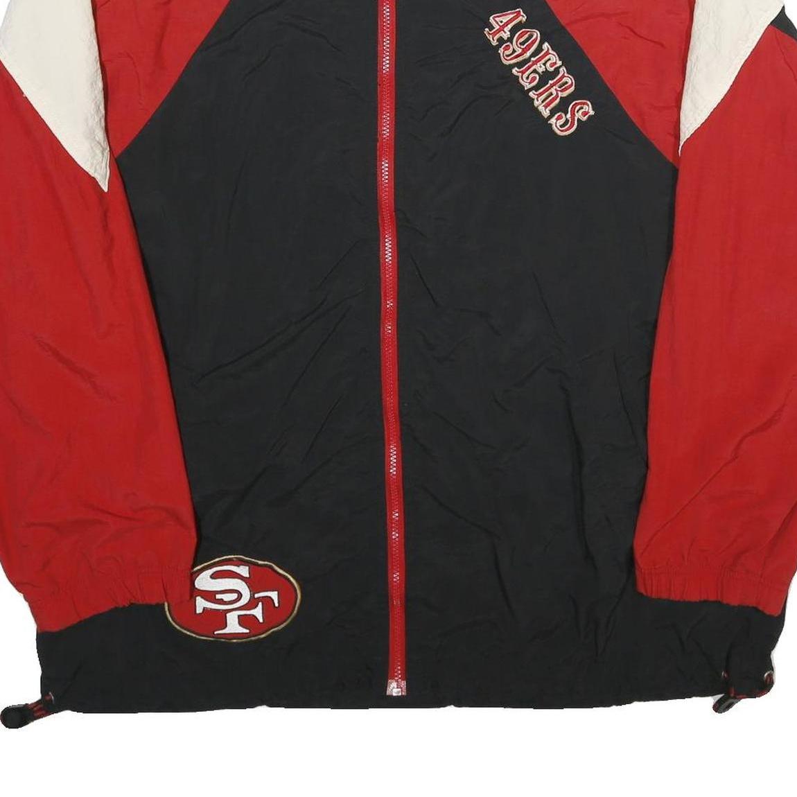 MIRAGE Mens Black & Red San Francisco Jacket L Nylon Zip Retro Sportswear