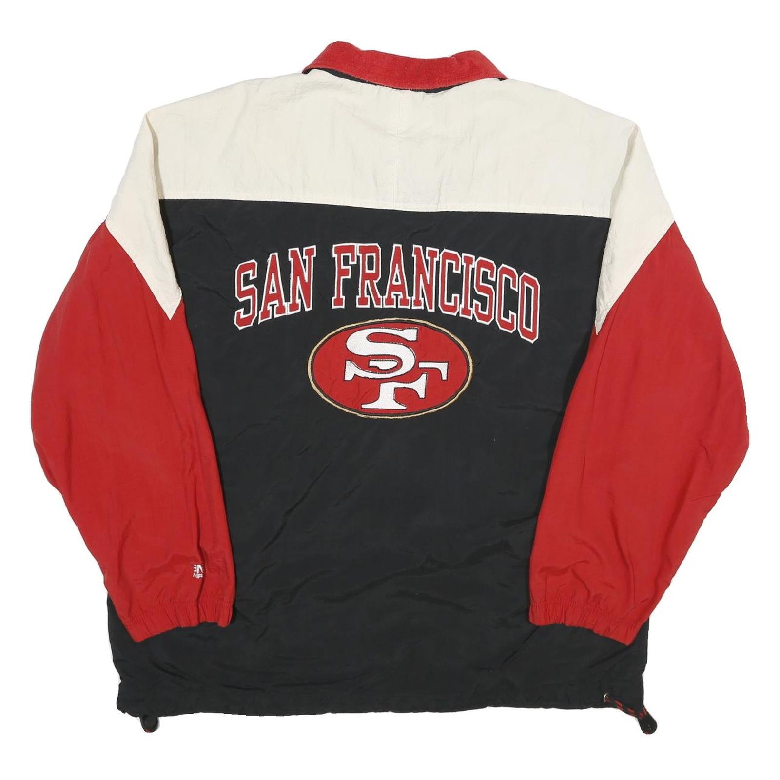 MIRAGE Mens Black & Red San Francisco Jacket L Nylon Zip Retro Sportswear