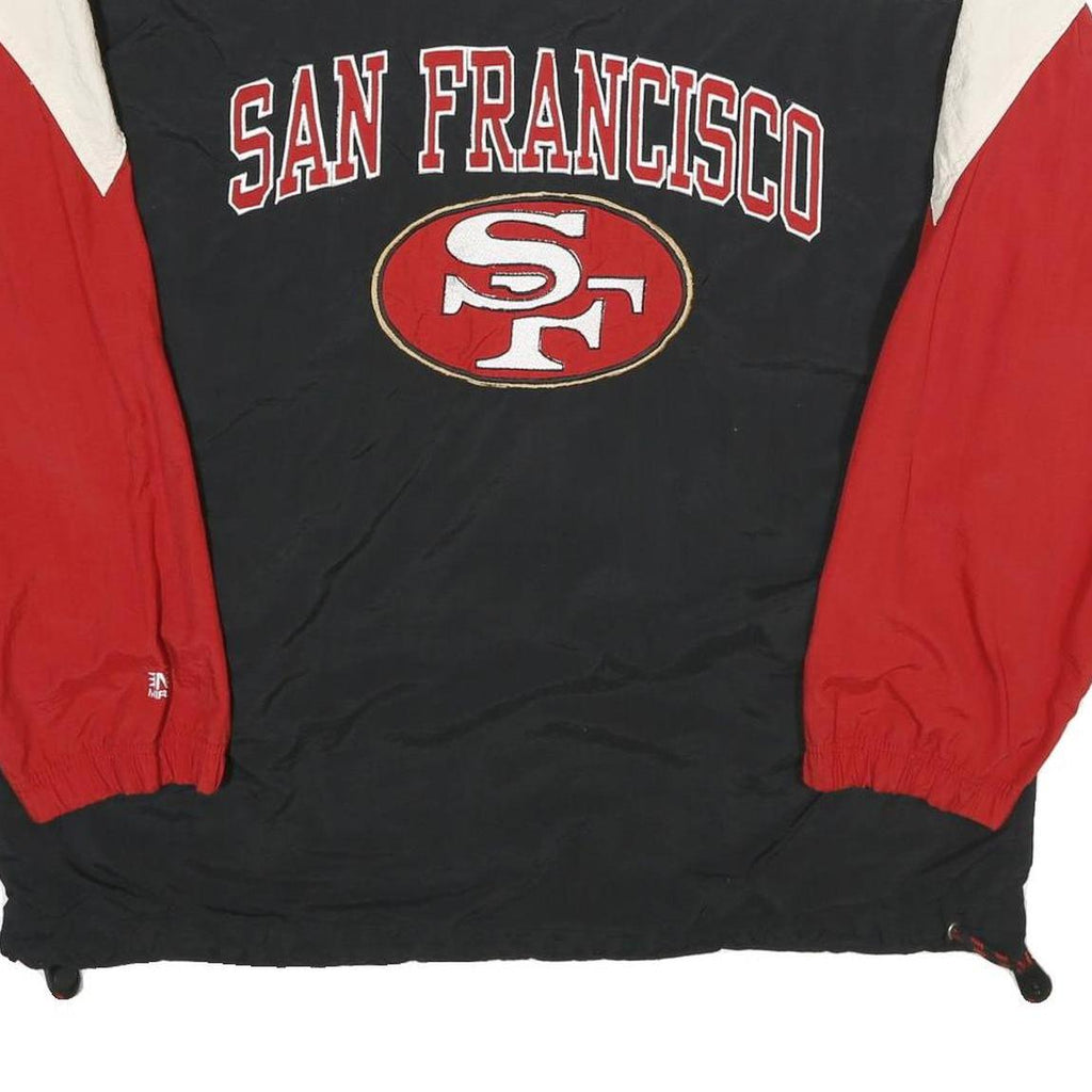 MIRAGE Mens Black & Red San Francisco Jacket L Nylon Zip Retro Sportswear