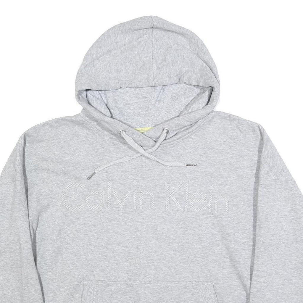 CALVIN KLEIN Womens Grey Hoodie M Cotton Blend Casual Sweatshirt