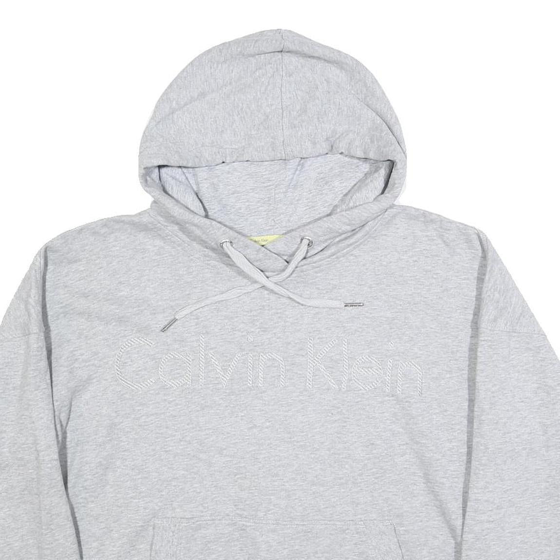 CALVIN KLEIN Womens Grey Hoodie M Cotton Blend Casual Sweatshirt