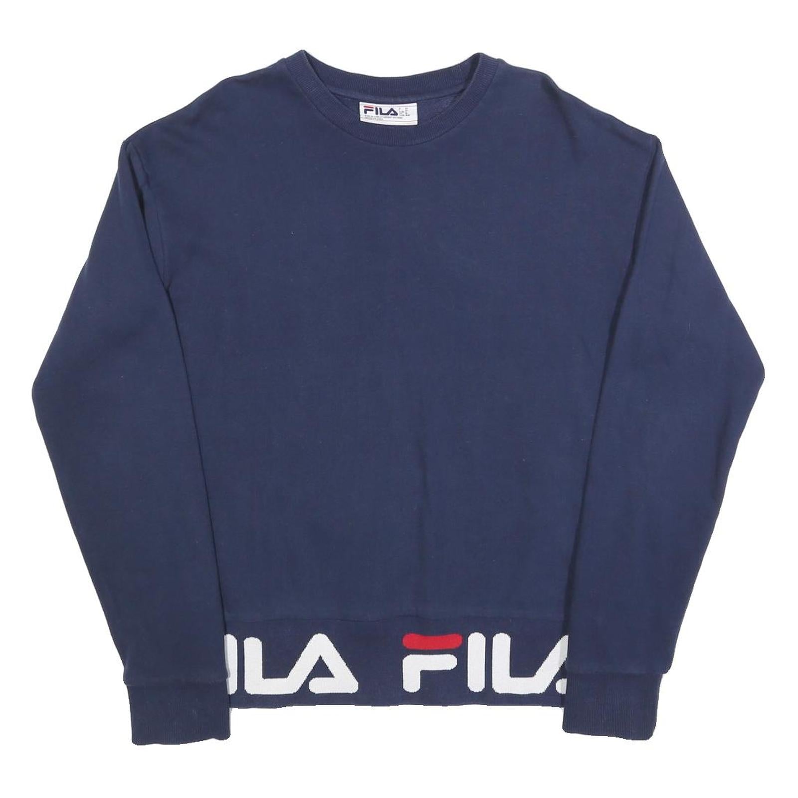 FILA Mens Navy Crew Neck M Cotton Blend Logo Print Sweatshirt Pullover