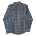 WRANGLER Mens Blue Brown Check Shirt L Long Sleeve Cotton Blend Western Style