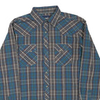 WRANGLER Mens Blue Brown Check Shirt L Long Sleeve Cotton Blend Western Style