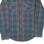 WRANGLER Mens Blue Brown Check Shirt L Long Sleeve Cotton Blend Western Style