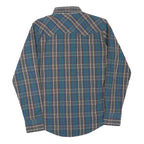 WRANGLER Mens Blue Brown Check Shirt L Long Sleeve Cotton Blend Western Style