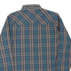 WRANGLER Mens Blue Brown Check Shirt L Long Sleeve Cotton Blend Western Style