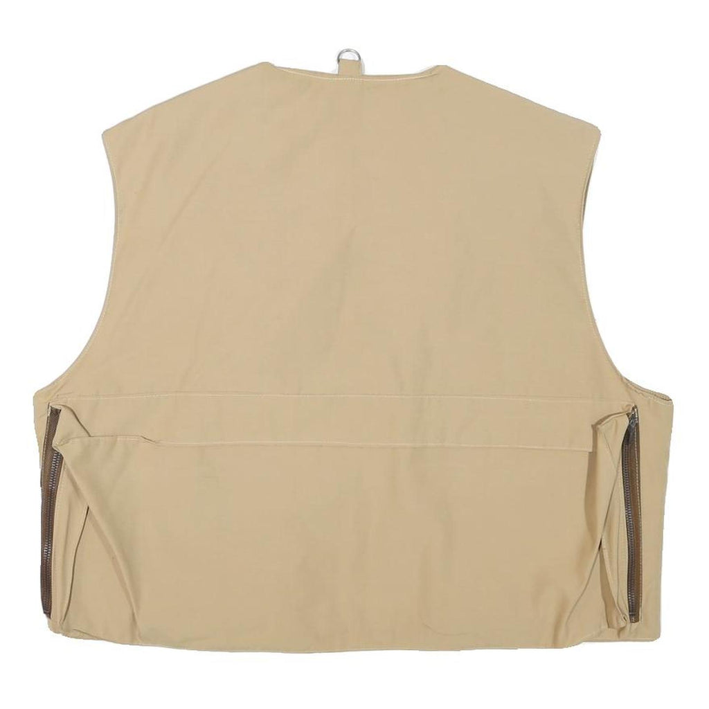 TEENY NYMPH Mens Beige Utility Jacket L Polyester Blend Zip Plain Outdoor Vest