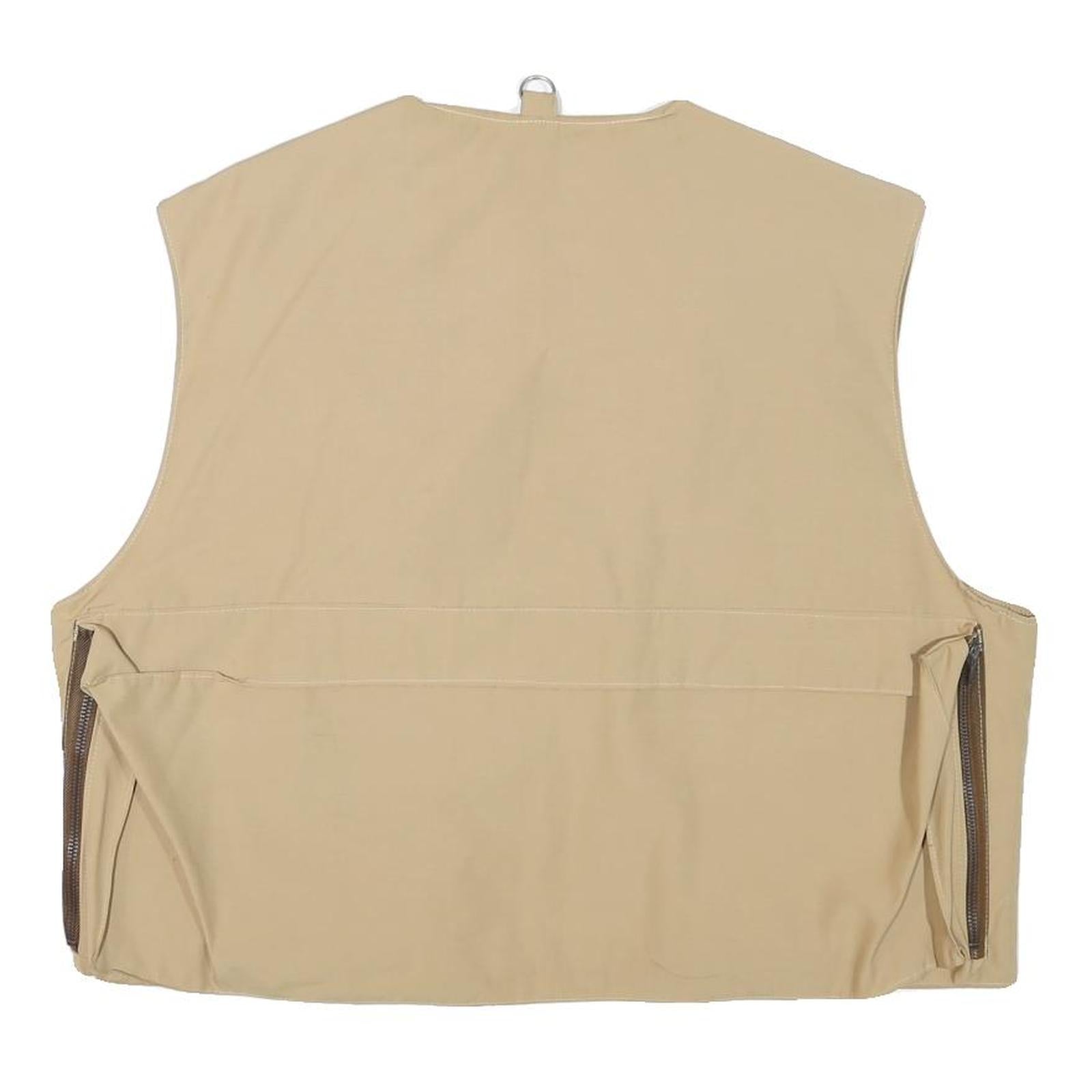 TEENY NYMPH Mens Beige Utility Jacket L Polyester Blend Zip Plain Outdoor Vest