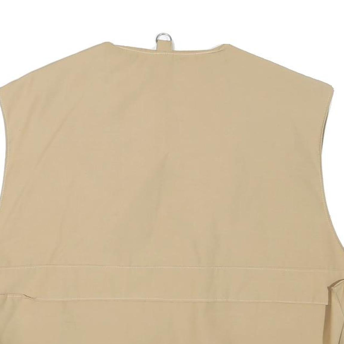 TEENY NYMPH Mens Beige Utility Jacket L Polyester Blend Zip Plain Outdoor Vest