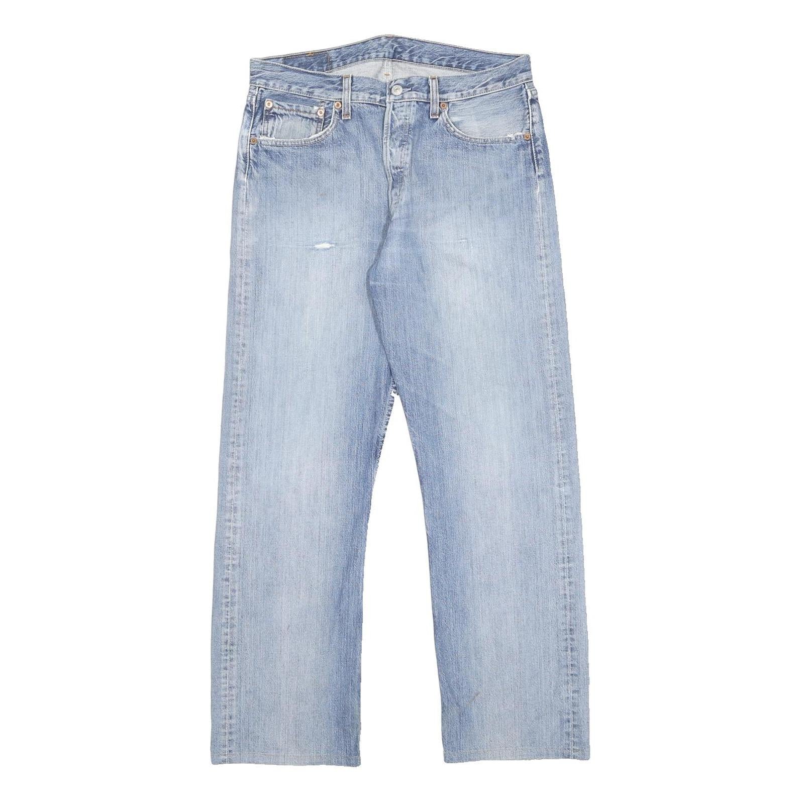 LEVI'S 501 Mens Jeans Blue Regular Straight Denim Light W34 L29 Classic Button