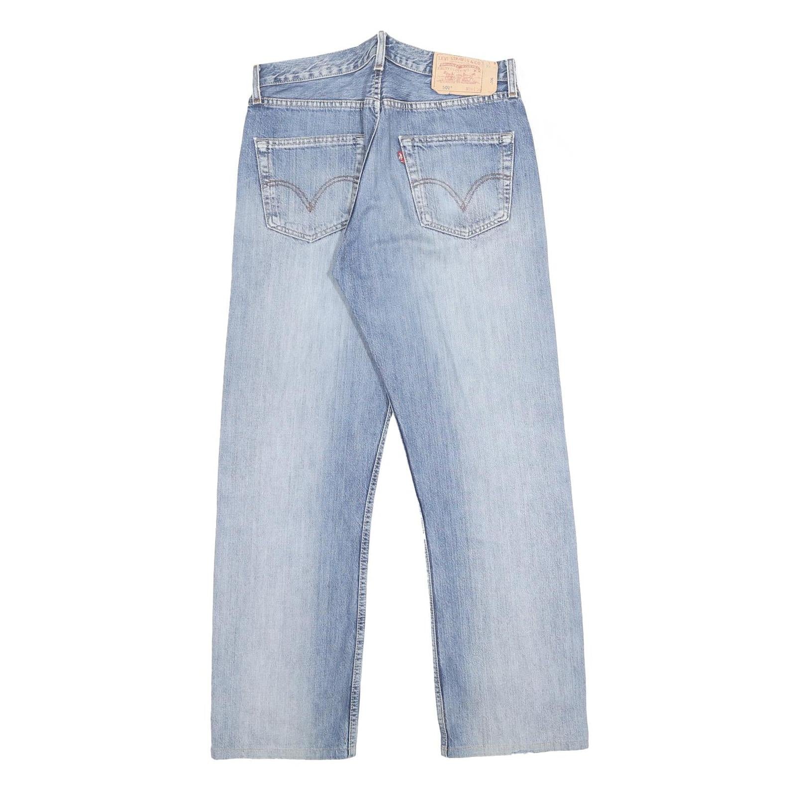 LEVI'S 501 Mens Jeans Blue Regular Straight Denim Light W34 L29 Classic Button