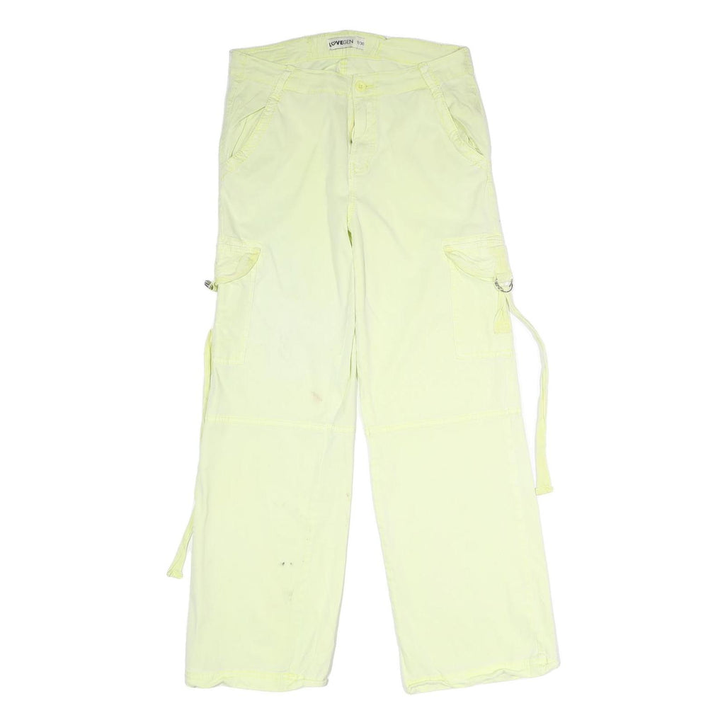 LOVE GEN Womens Relaxed Light Yellow Cargo Trousers W31 L30 Casual Cotton Blend