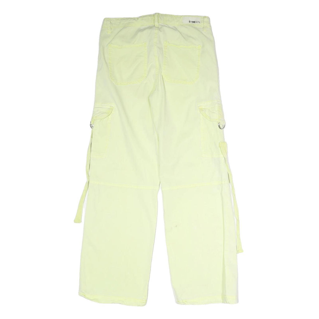 LOVE GEN Womens Relaxed Light Yellow Cargo Trousers W31 L30 Casual Cotton Blend