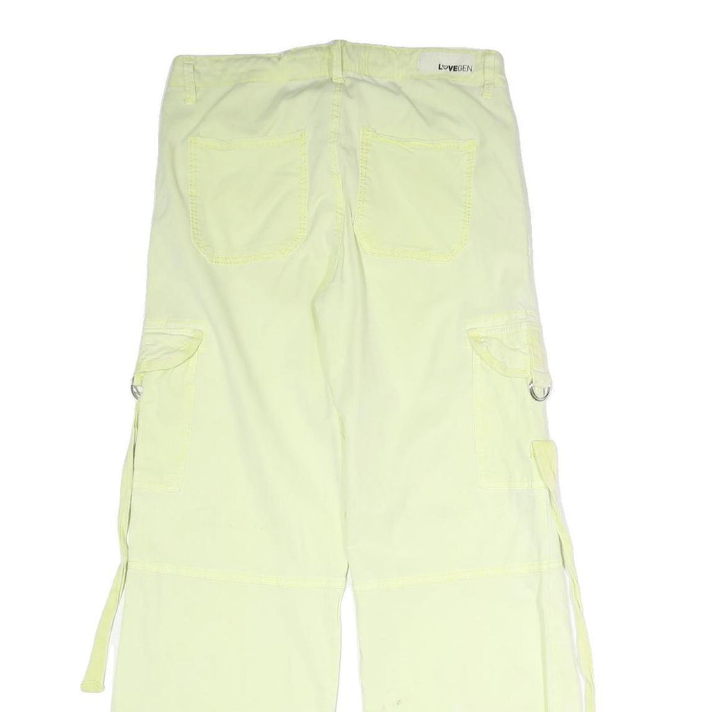 LOVE GEN Womens Relaxed Light Yellow Cargo Trousers W31 L30 Casual Cotton Blend
