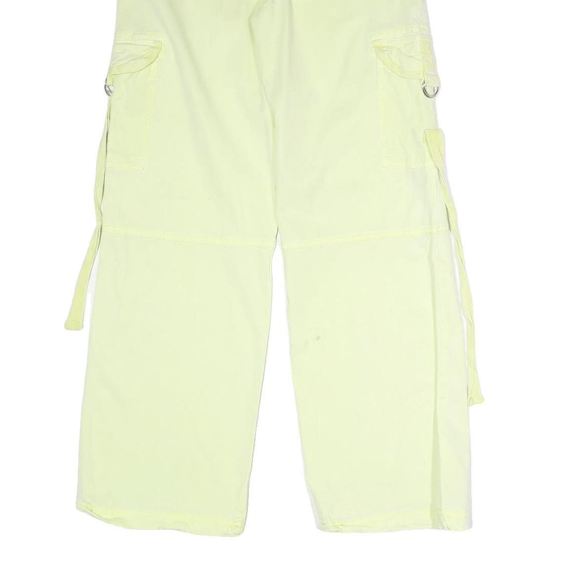 LOVE GEN Womens Relaxed Light Yellow Cargo Trousers W31 L30 Casual Cotton Blend