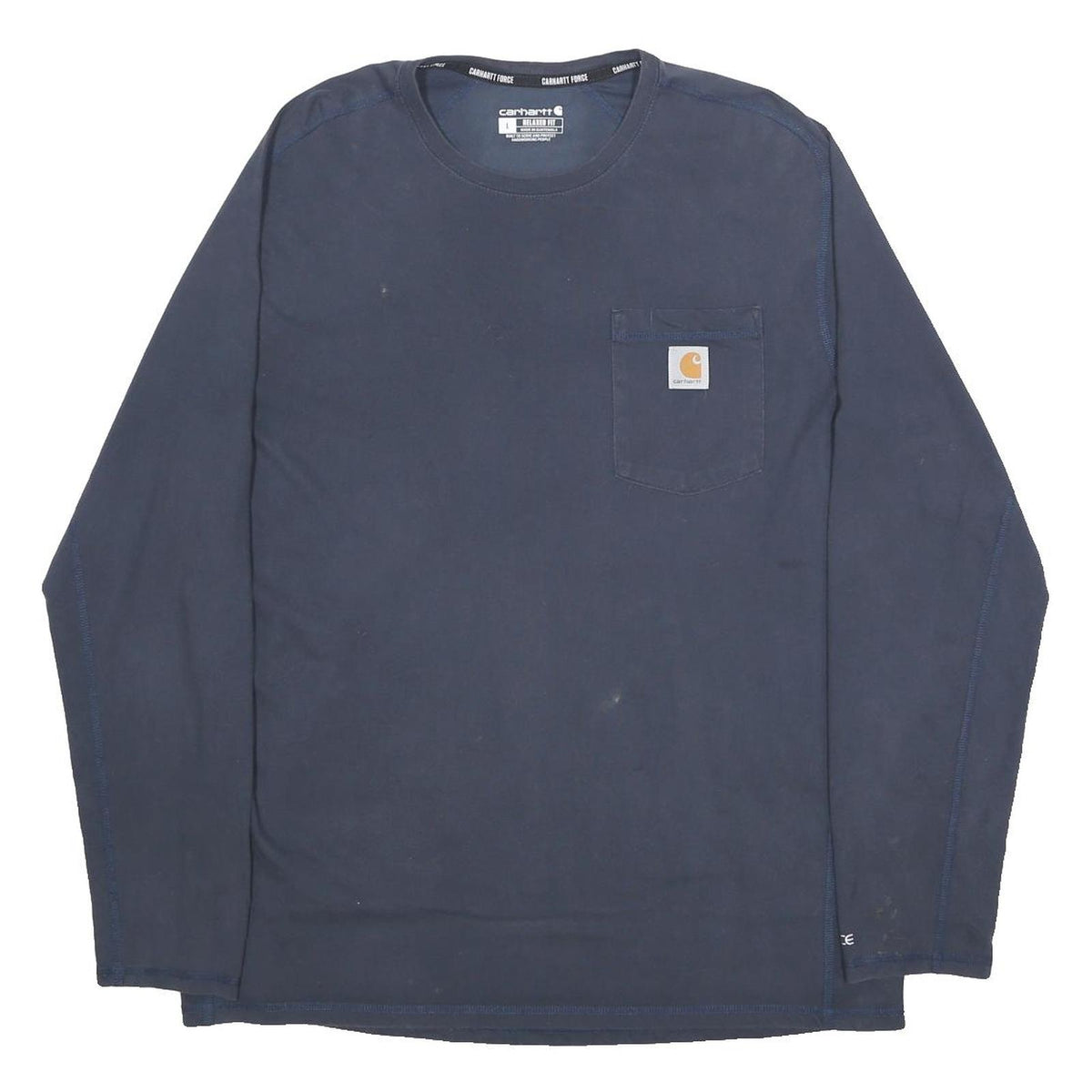 CARHARTT Mens Navy Blue Bitterroot Plumbing Graphic T-Shirt L Long Sleeve Crew