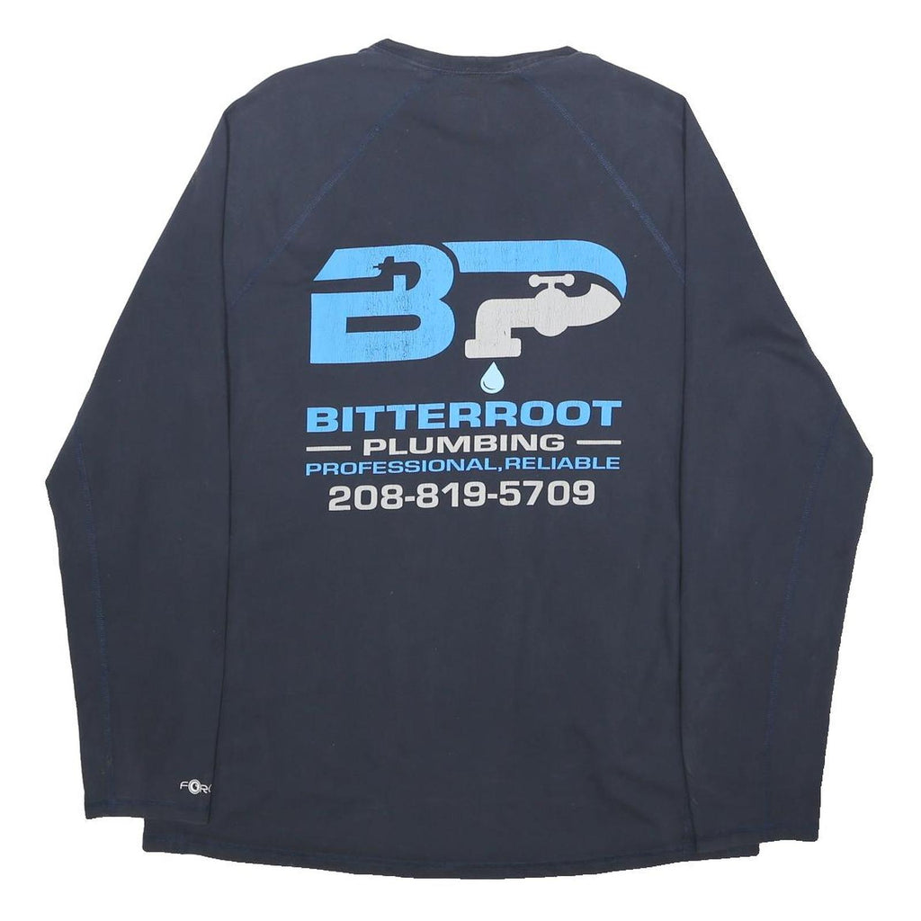 CARHARTT Mens Navy Blue Bitterroot Plumbing Graphic T-Shirt L Long Sleeve Crew