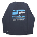 CARHARTT Mens Navy Blue Bitterroot Plumbing Graphic T-Shirt L Long Sleeve Crew