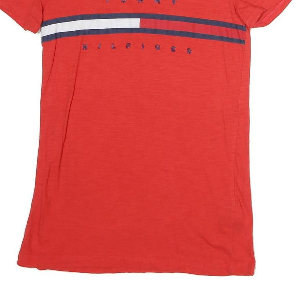 TOMMY HILFIGER Womens Red Graphic T-Shirt XXS Short Sleeve Crew Neck Cotton