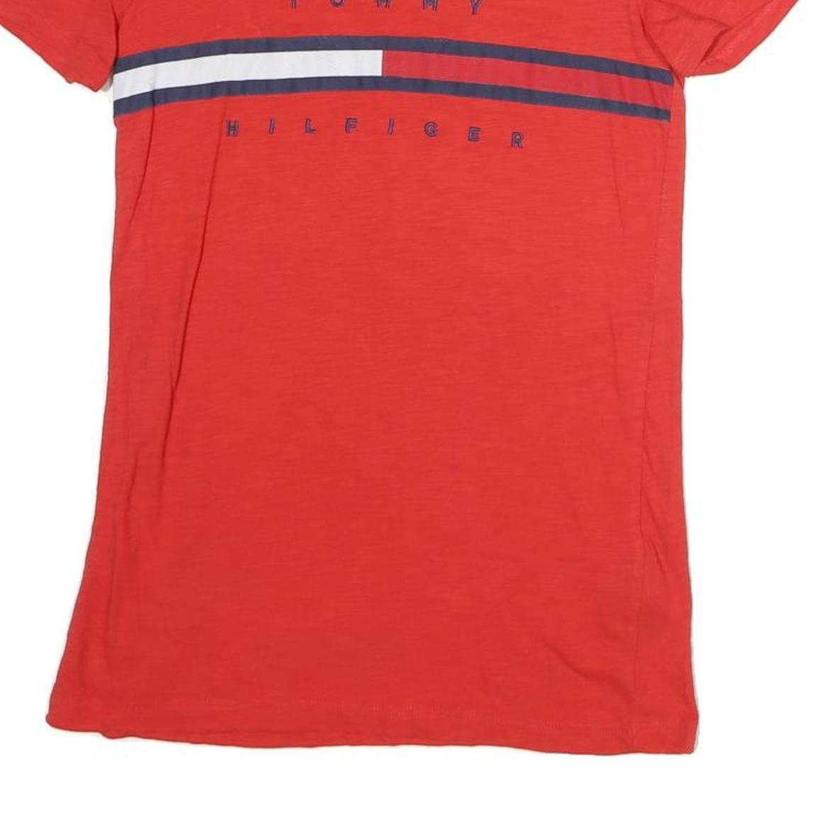 TOMMY HILFIGER Womens Red Graphic T-Shirt XXS Short Sleeve Crew Neck Cotton