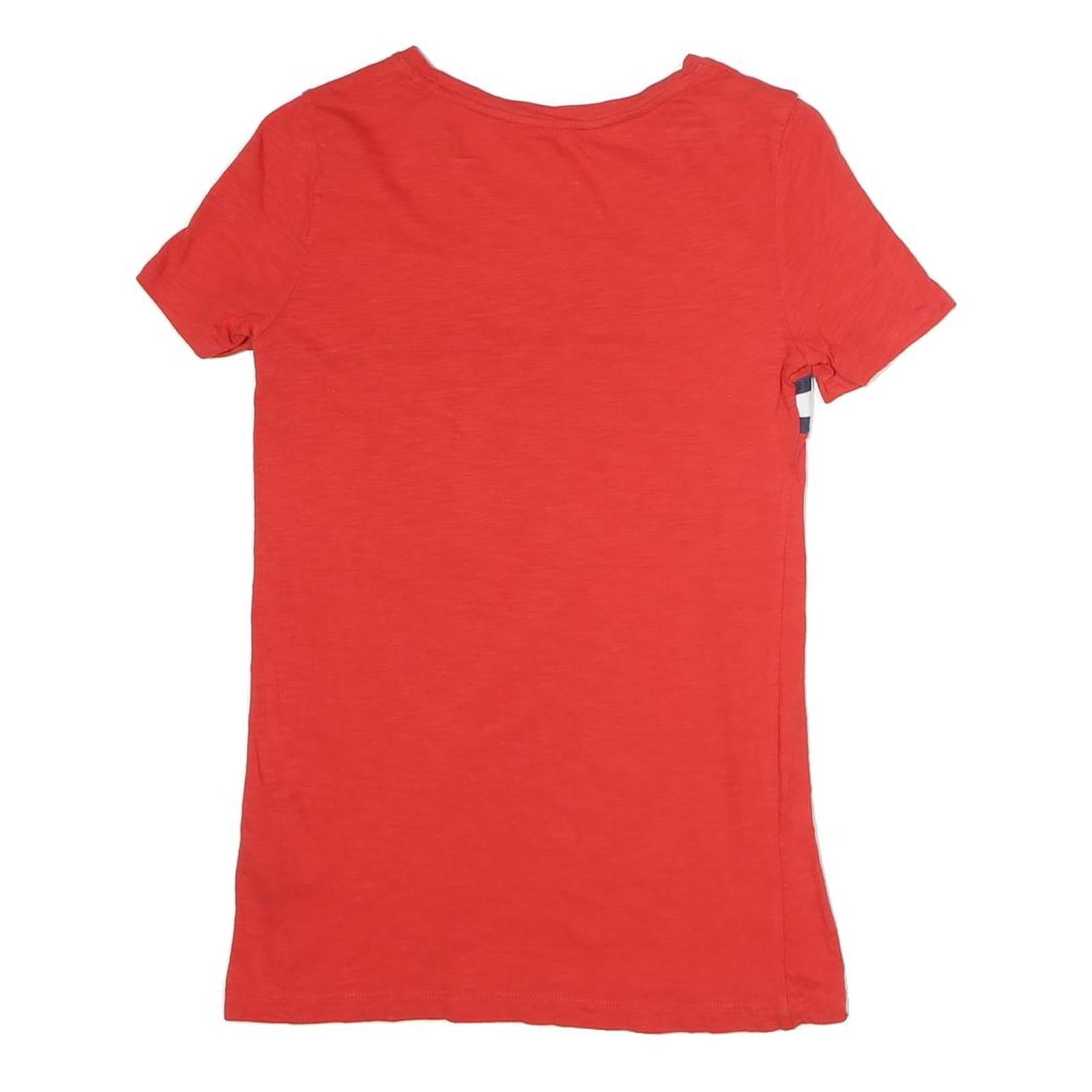 TOMMY HILFIGER Womens Red Graphic T-Shirt XXS Short Sleeve Crew Neck Cotton