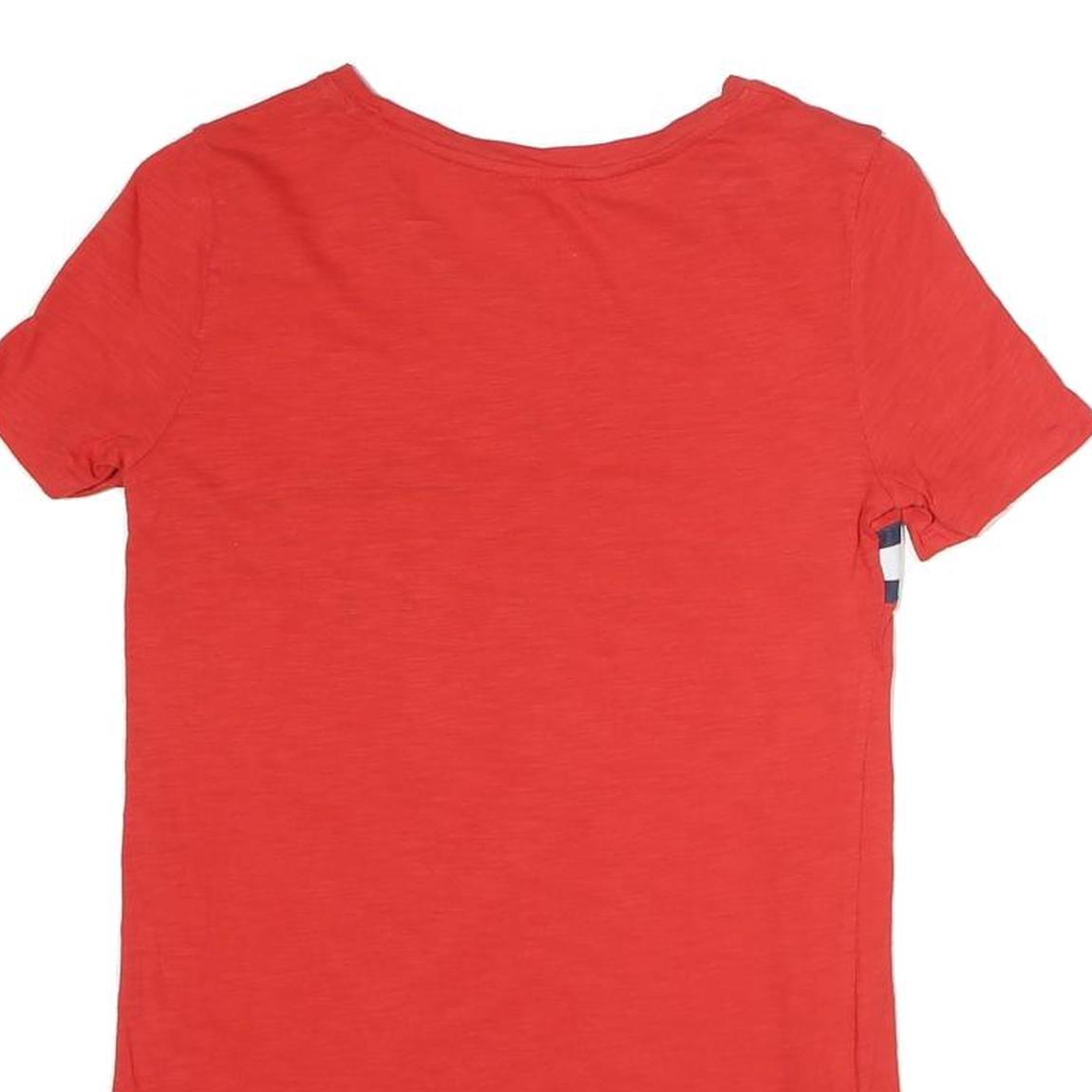 TOMMY HILFIGER Womens Red Graphic T-Shirt XXS Short Sleeve Crew Neck Cotton